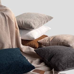 超柔XJX靠玛尔厅酒斯棉绒抱枕轻奢高档店房间客沙发靠枕纯色加厚