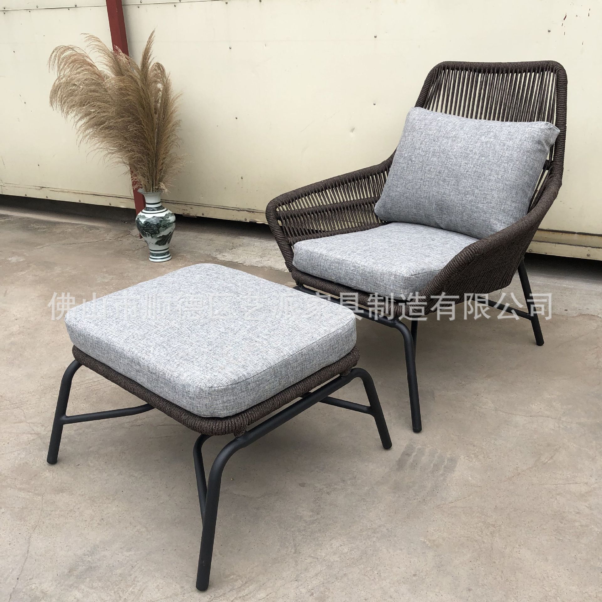 户外庭院藤编沙发躺椅脚踏凳