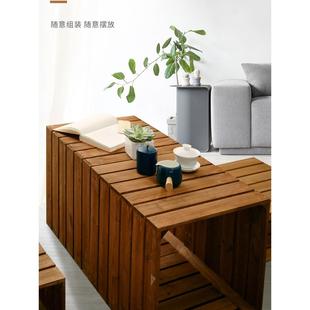 cs木简易组合实木收F757J9SM纳置架落地纳花书架物架格子柜收柜木