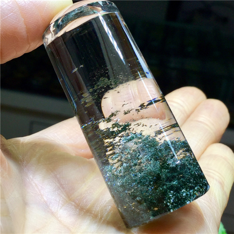 东海水晶 天然绿幽聚宝盆印章章料把玩件手把件