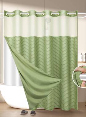 爆热销大扣剪桃花皮绒双层浴室帘涤纶浴款帘简YGG06101约防水隔断