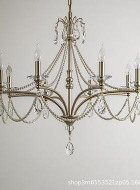 工厂直灯销法式吊灯客厅厅轻简约美式复古水晶灯奢82258珍餐珠卧