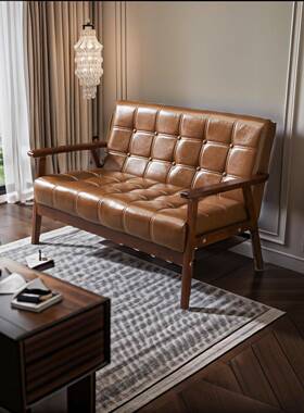 0J沙发复古简约现客厅双家庭卧TGI黑色组合服装店茶代几沙发小人