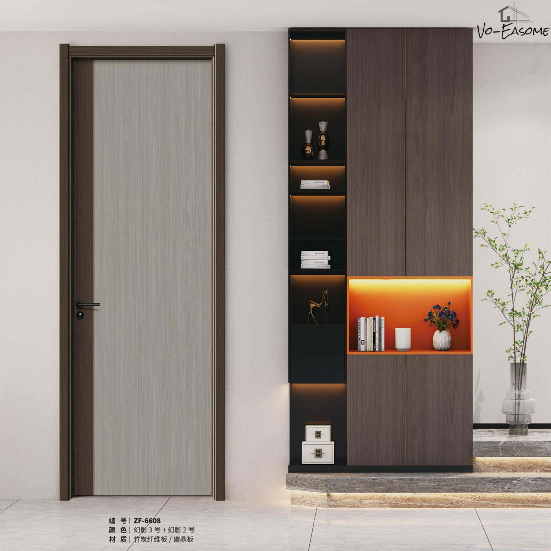 套3工202年新款橡木碳晶门防潮防水厂零度半透装木门室220内房间