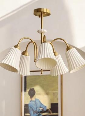 陶全光谱法式复美古油白色瓷吊灯式全811铜卧室餐厅客厅玻璃奶风