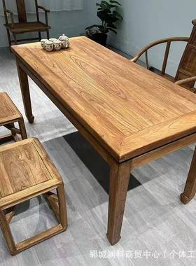 复老桌榆木茶桌桌客厅待客XET老门板泡茶实木多人古位茶台办公椅