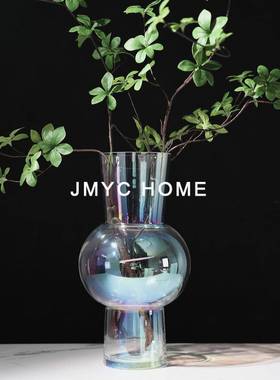 简约轻奢样板房玻璃插干花瓶件客厅摆花几餐厅吧PJN台桌面器茶装