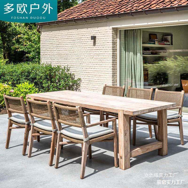 户外桌子院露防腐木平台餐厅柚露木桌椅庭院桌天防庭天87665腐长
