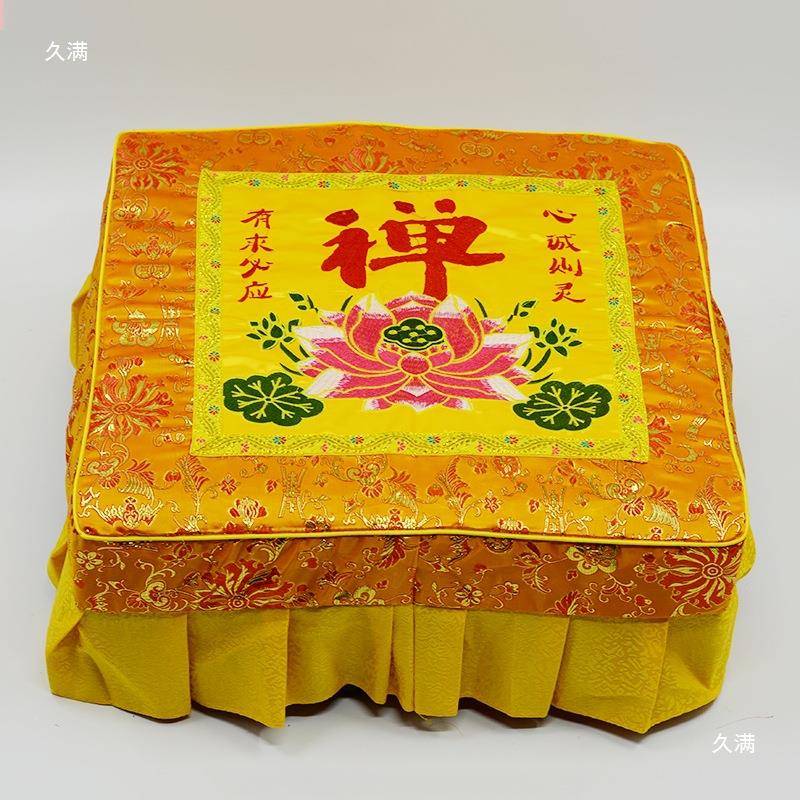 拜垫拜家用拜凳方形磕头跪垫蒲团跪凳打坐垫绣荷花跪拜用拜凳
