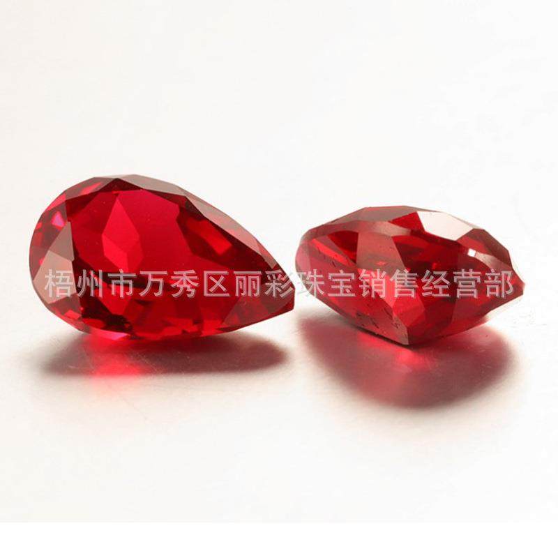 梨形培育红宝石戒面裸石实验室培植长Ruby水滴形鸽血红宝石