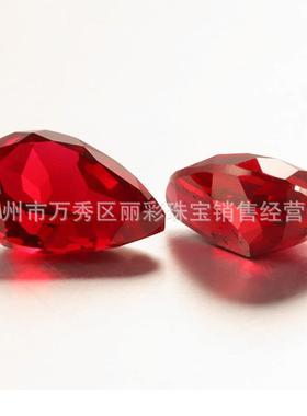梨形培育红宝石戒面裸石实验室培植长Ruby水滴形鸽血红宝石