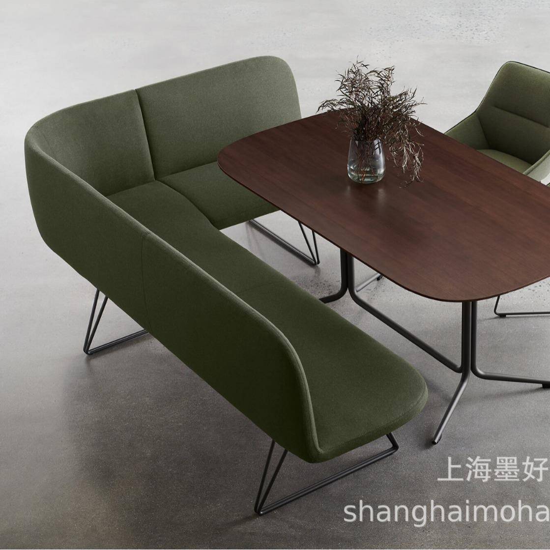 现代简约长凳矮背高背组合U型轻奢酒店展厅售楼处卡座组合沙发