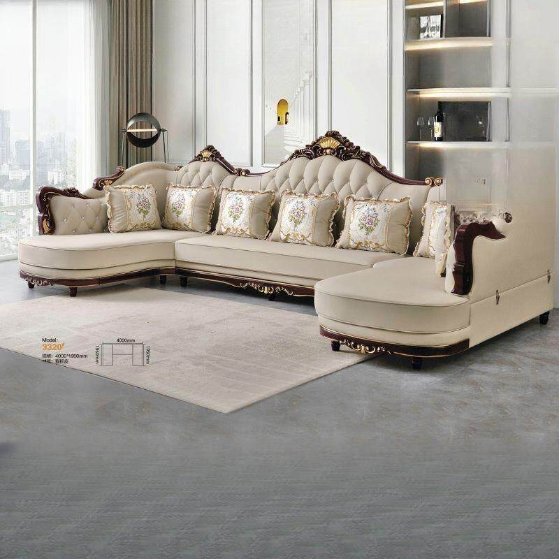 新欧式科技布沙发客厅高档奢华U型贵妃位组合沙发可拆洗布艺沙发