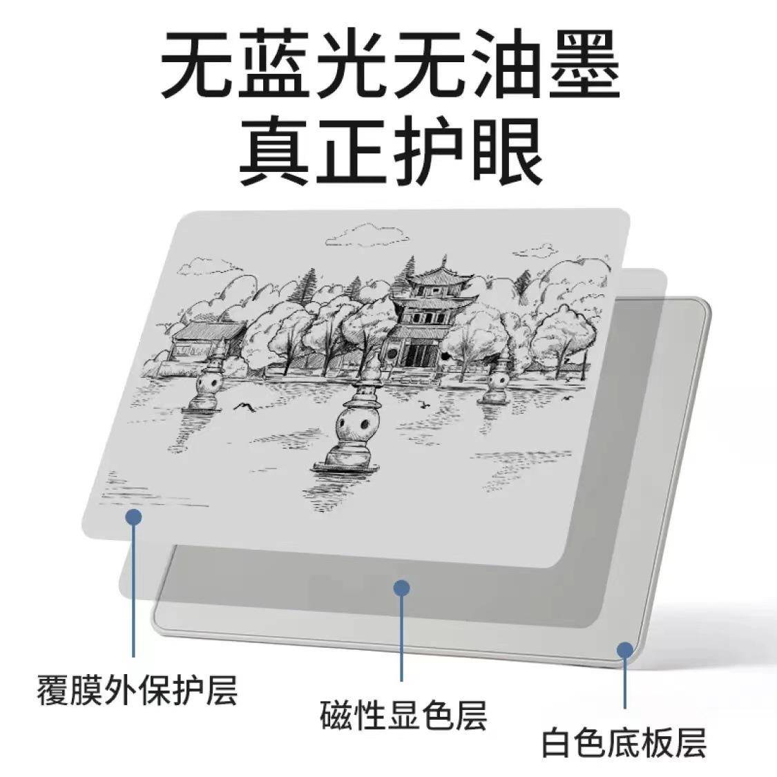 新款12英寸磁性写字板学生学习练习字可局部擦除小黑板办公手写板