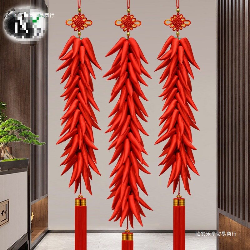 新年大号红红火椒串中国结