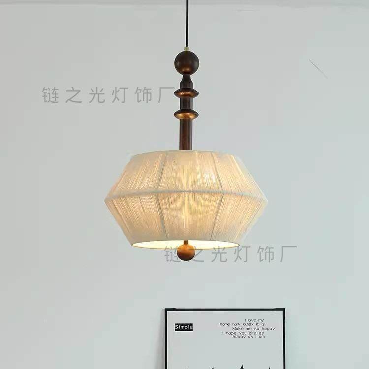 全光谱中古餐厅麻绳吊灯法式奶油风书房直播间日式实木复古茶馆,家装灯饰光源,智能吊灯,淘宝优惠券,粉丝福利购,淘宝优惠卷