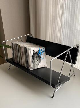 CD架收纳cd展示架桌面落地专辑中古复古音乐护甲实木cd碟片架子