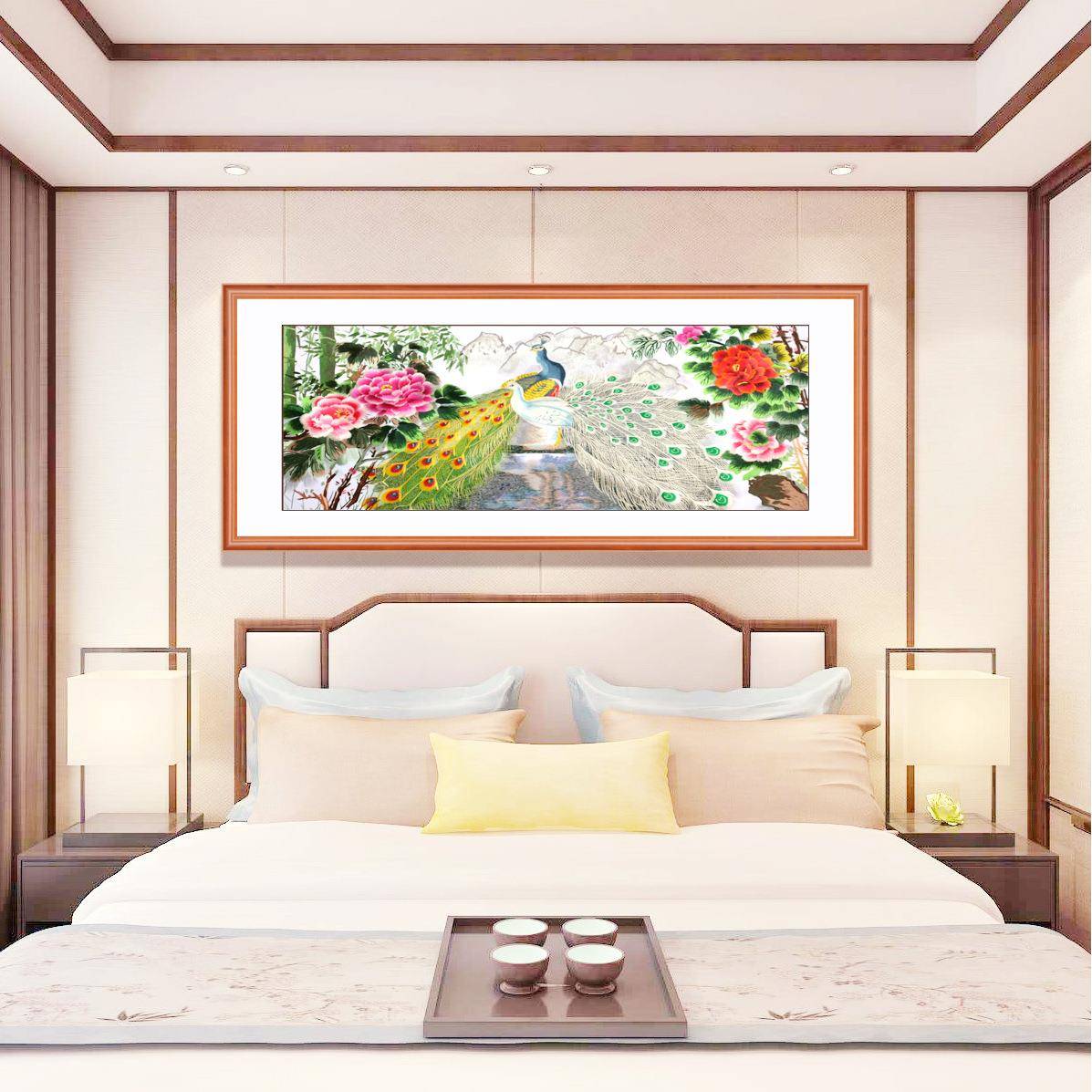 新中式风格牡丹刺绣装饰画挂画古典风春色满神州牡丹和靠山