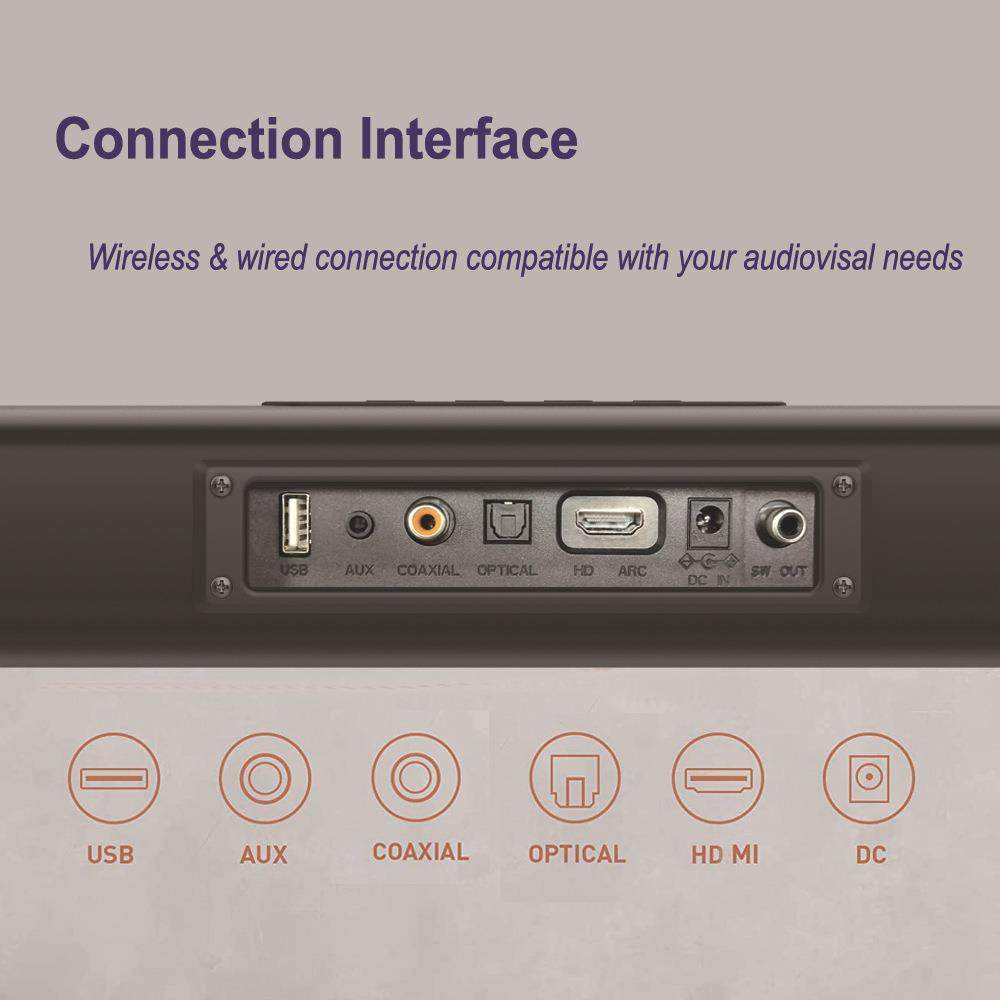 100W家用回音壁条形电视音箱双声道家庭影院声霸无线低音炮