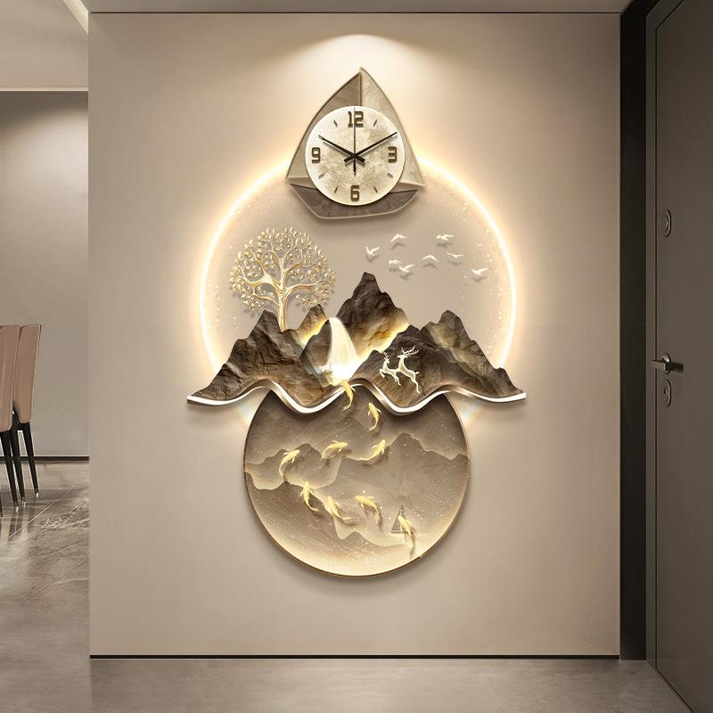 金山玄关装饰画入户进门过道走廊大气轻奢高档挂画楼梯拐角钟表画