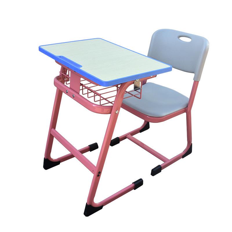 新款颜色多样化塑料铁网中小学生课桌椅学校辅导班课桌椅子儿童凳