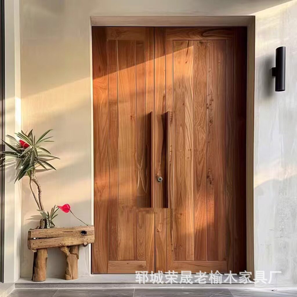 中式老榆木进户门别墅大门双开门四合院农村自建门民宿复古套间门
