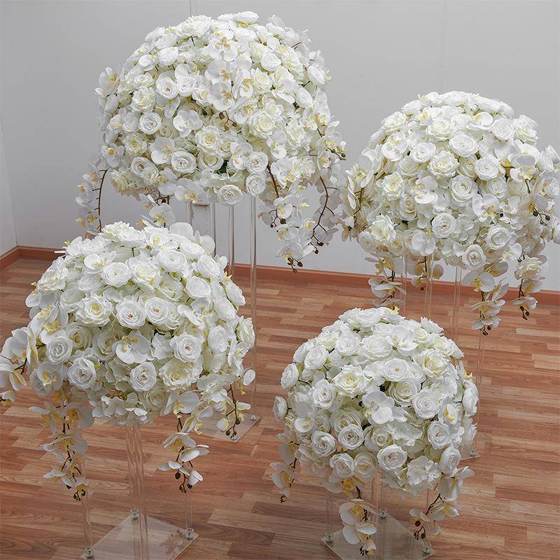 新款蝴蝶兰绣球玫瑰花球婚礼舞台餐桌布置仿真花橱窗展厅装饰假花