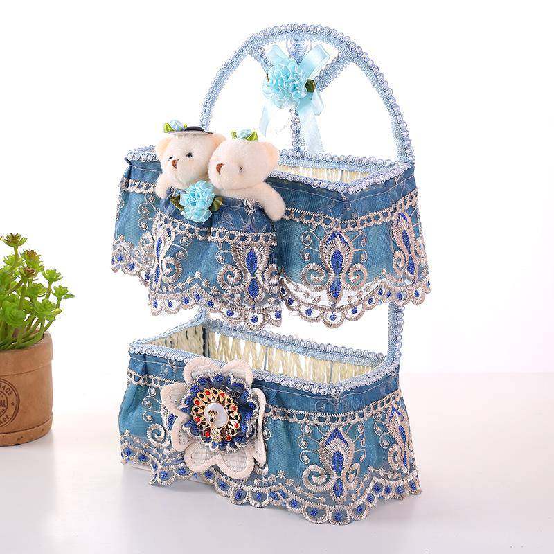 墙上多功能布艺挂篮多层家用挂墙卧室桌面多用途情侣熊可爱挂篮,收纳整理,首饰盒,淘宝优惠券,粉丝福利购,淘宝优惠卷