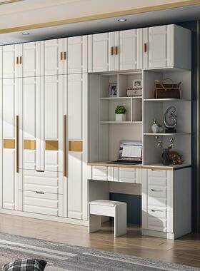 7K转角衣柜家用卧室轻奢90度组合柜子一体带书桌梳妆台书柜一门到