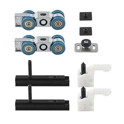 极简2+1重型对开移门缓冲联动滑轮开放式空间移门窄边框轨道