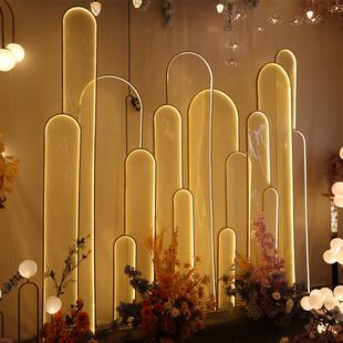 热卖金色拱形门场景铁艺拱门架婚礼路引气球支架门口背景