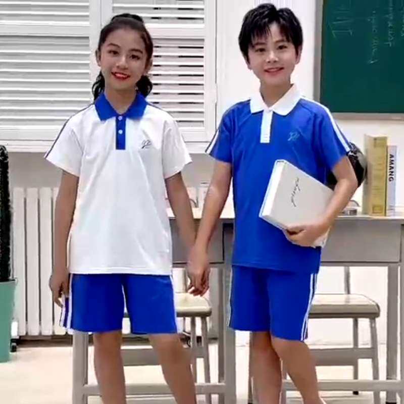 深圳市小学生校服儿童速干夏装运动套装男童女童短袖短裤纯棉透气