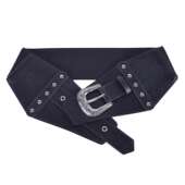 简约复古风金属扣装 腰带时尚 饰弹力松紧仿皮宽腰封现货 女式 新款