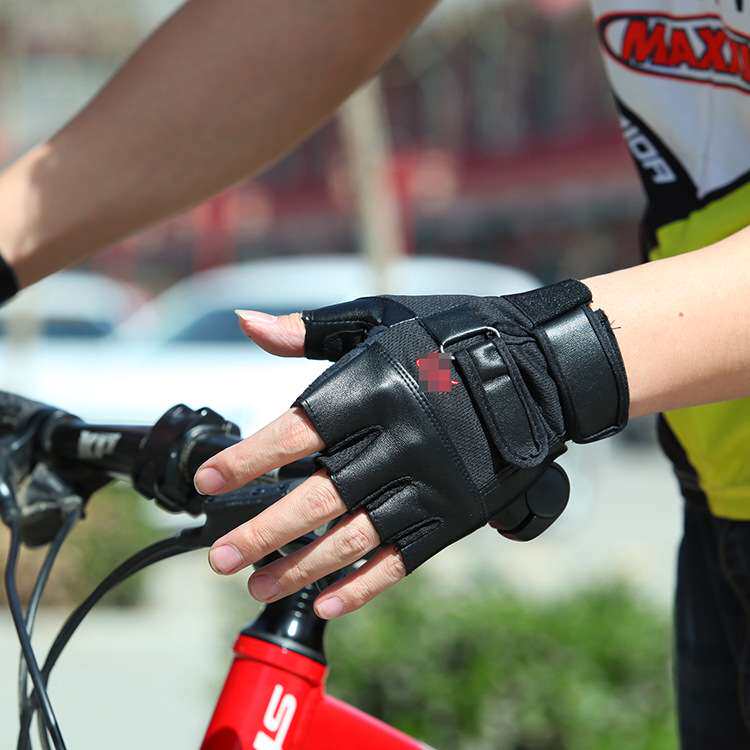 皮半指手套 户外骑行攀岩登山运动手套 防滑耐磨 男半截手套