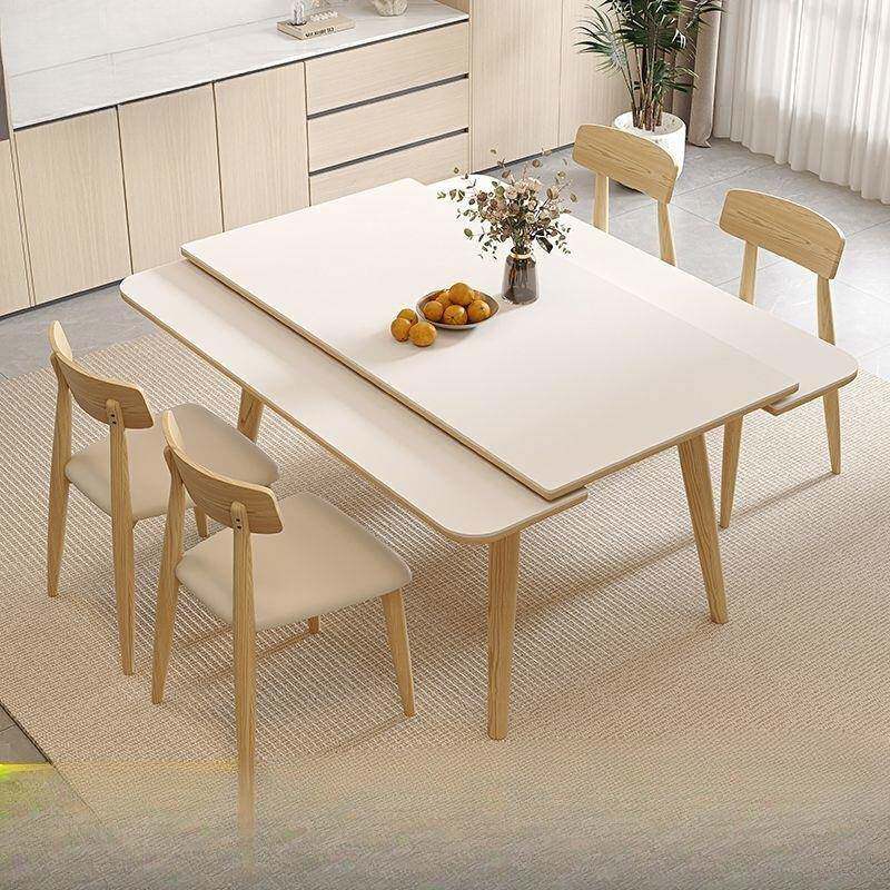 实木岩板餐桌椅组合2025新款简约可变方桌两用长方形折叠伸缩餐桌