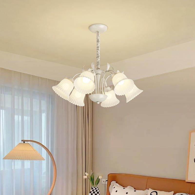 中古田园风格铃兰吊灯法式奶油风客厅灯花朵主卧室灯具公主房