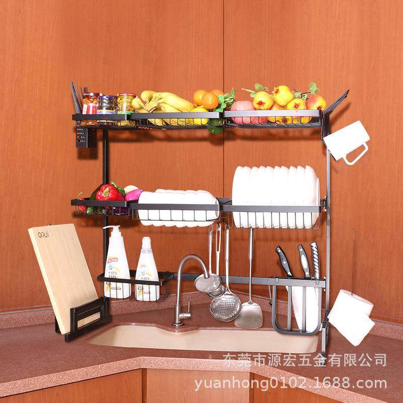 不锈钢厨房伸缩水槽架碗碟沥水伸缩置物架双层碗碟晾干收纳架厂,厨房/烹饪用具,抹布架/厨房清洁收纳架,淘宝优惠券,粉丝福利购,淘宝优惠卷