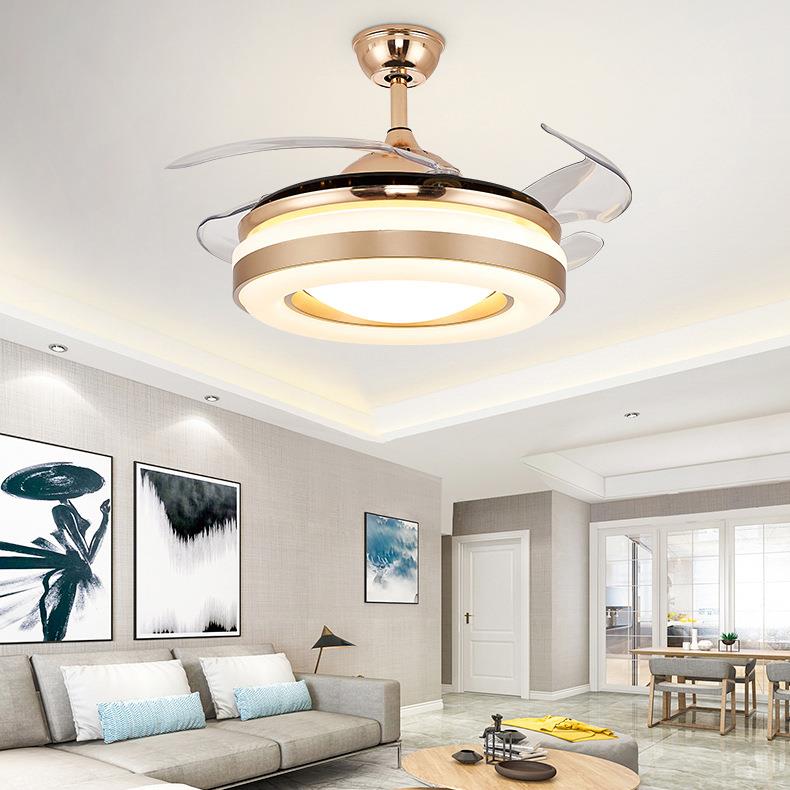 客厅吊扇大风力隐形家用led吊扇灯卧室餐厅风扇灯带灯电扇吊灯具