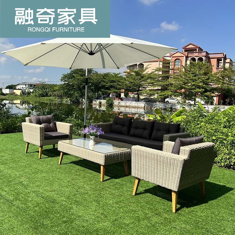 户外沙发花园庭院别墅藤编沙发室外海边酒店防晒防水休闲藤椅组合