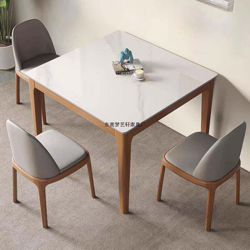 实木岩板餐桌家用小户型公寓出租房四方桌正方形吃饭打牌小方桌子