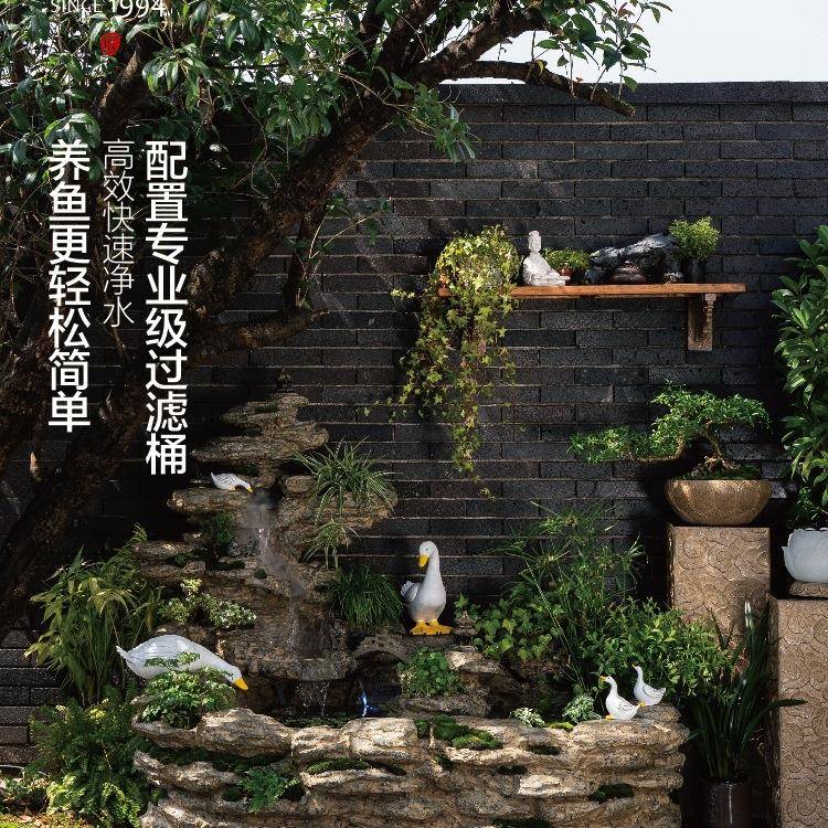 户外大型鱼缸假山造景鱼池成品庭院花园流水景观养鱼池摆件