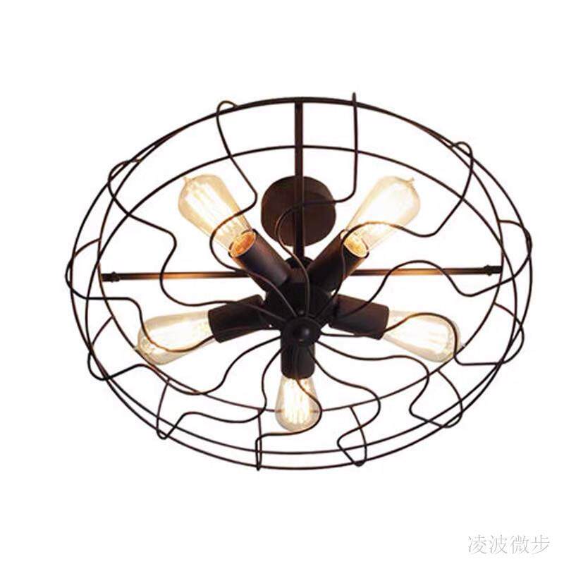美式复古铁艺风扇吊灯客厅餐厅卧室酒吧台店铺创意艺术铁艺吊灯具