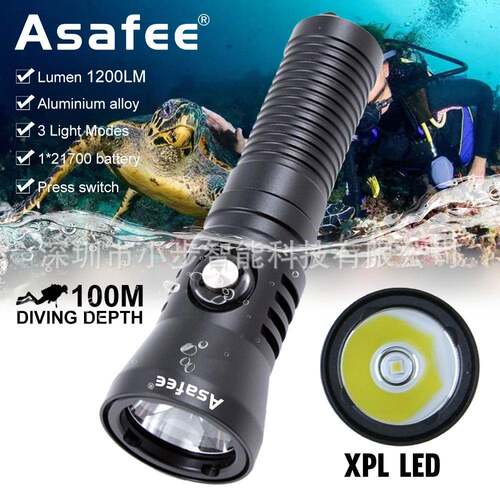 24年新品水肺手电筒SST40灯珠赶海电筒磁控按键开关带电显1200LM