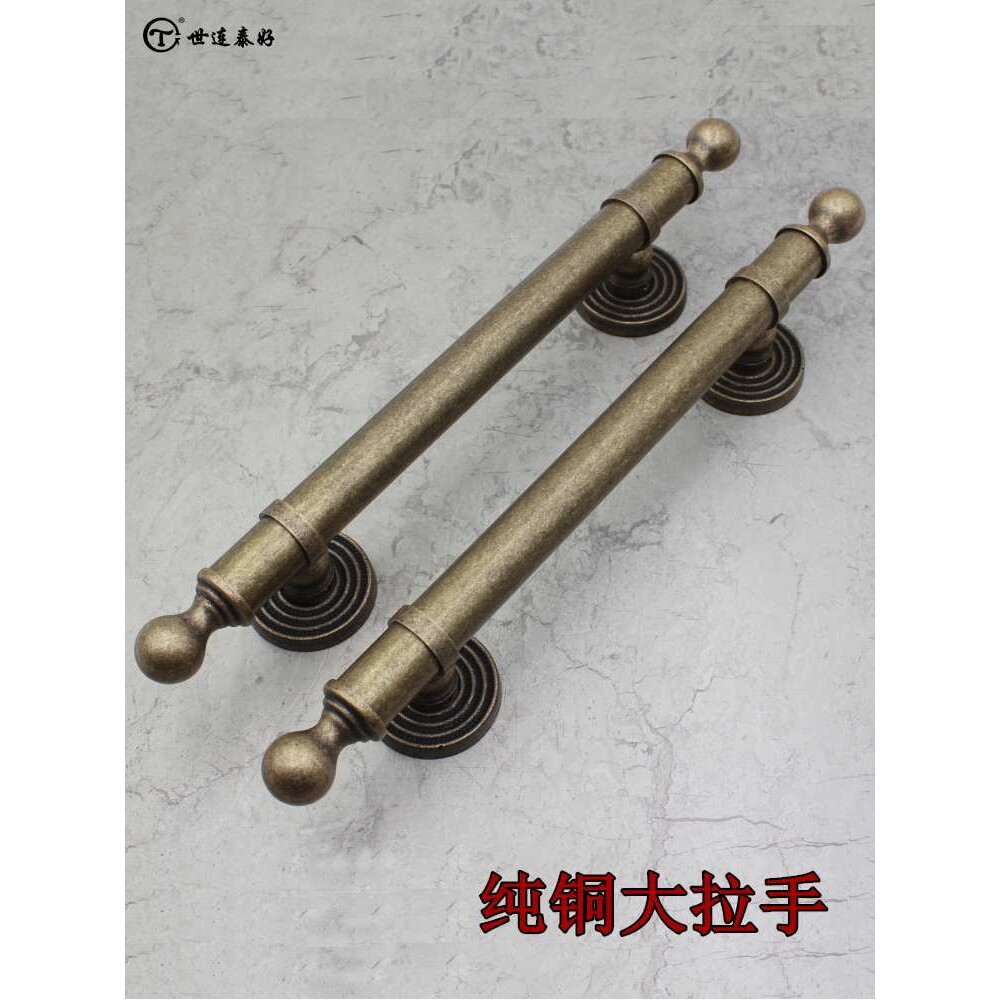 纯铜复古黑色现代中式商店铺门把手红古铜明装对开门木门大拉手