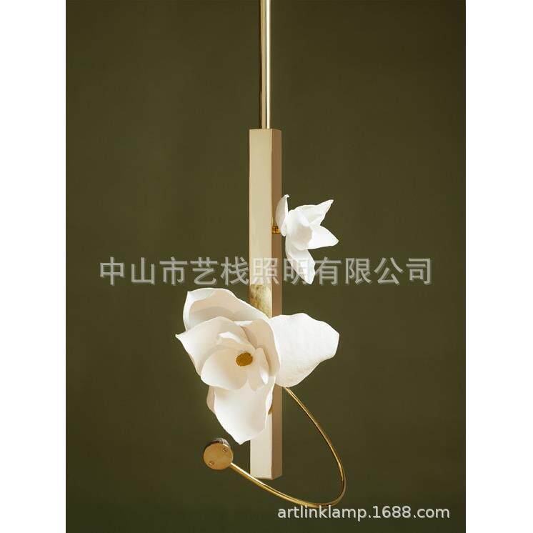 后现代卧室床头艺术陶瓷花小吊灯创意餐厅吧台装饰灯具