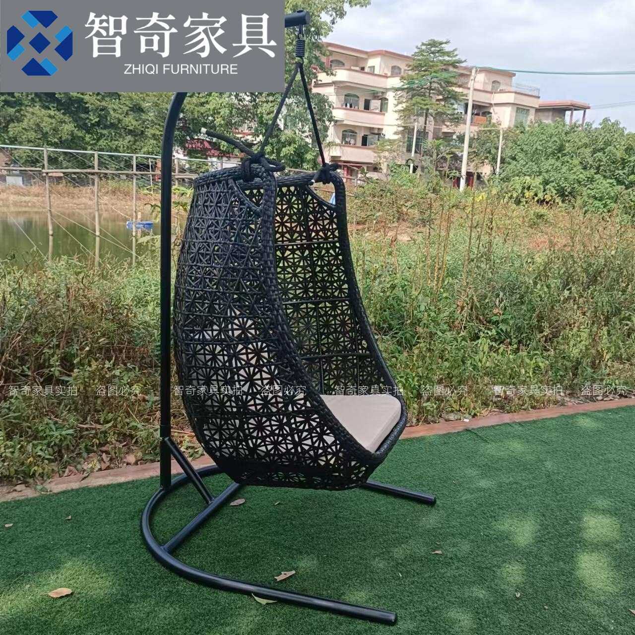 户外吊篮家用单人落地吊椅阳台庭院花园草地鸟巢秋千椅网红摇篮椅