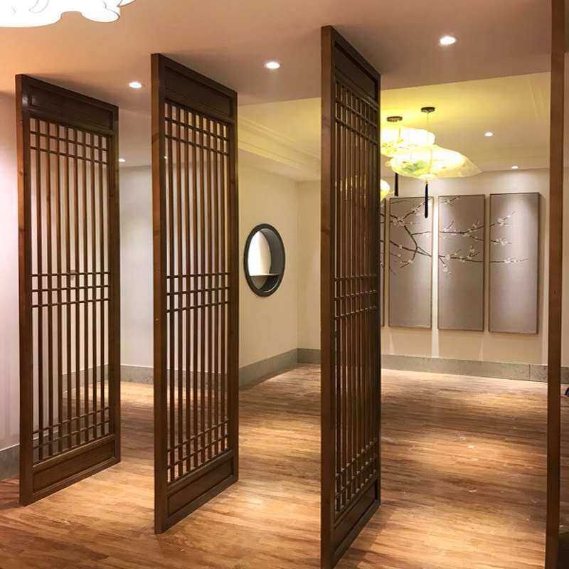 现代入户实木屏风隔断茶楼酒店客厅隔断镂空花格现代座屏格栅玄关