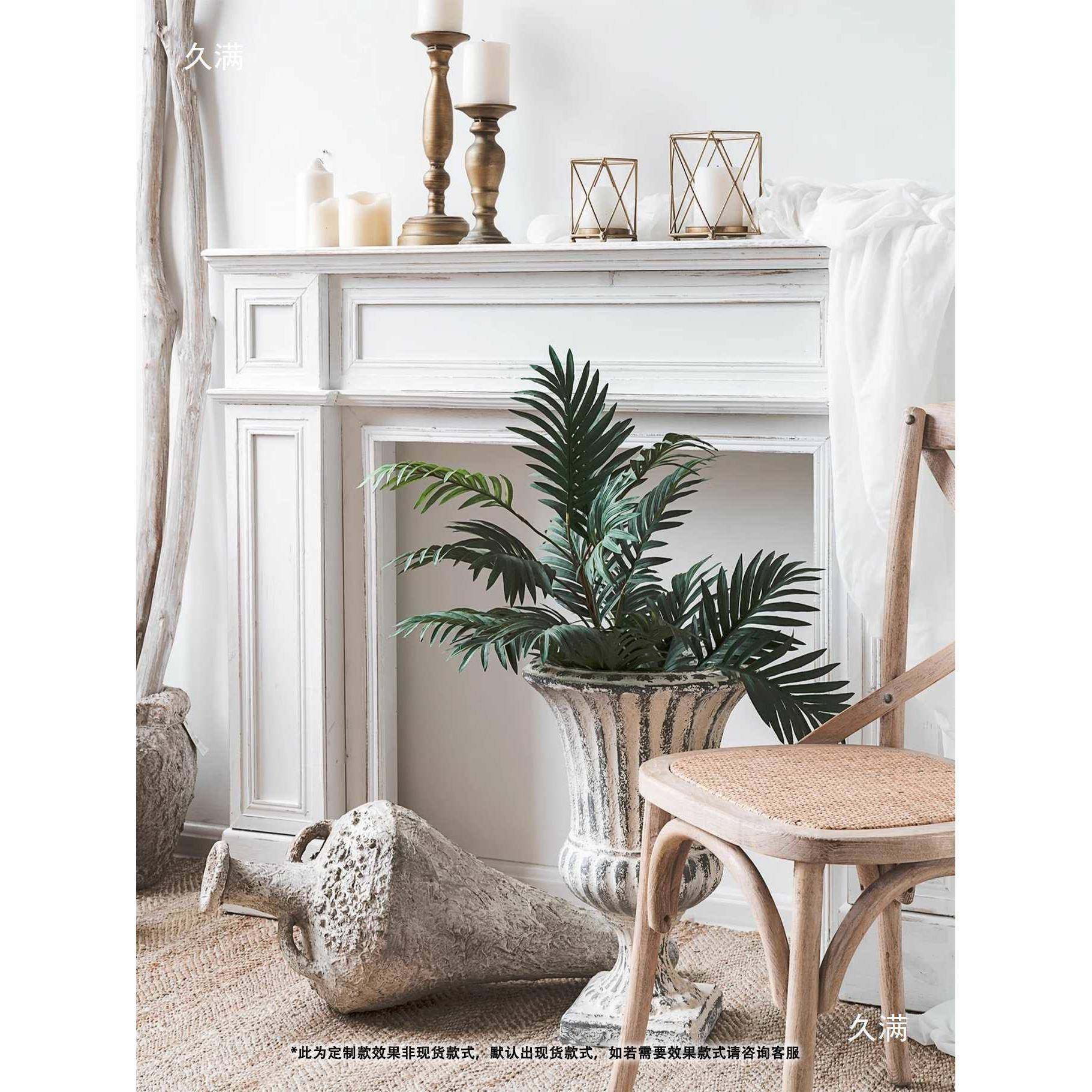 法式复古木LPJ壁炉装饰欧美式黑色柜假壁炉实白置物架民宿摄影道
