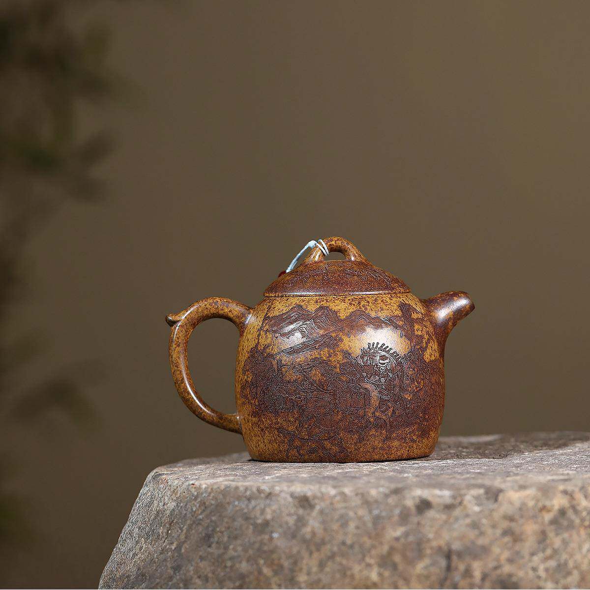 爆款分销秦宜兴紫ZHIFU-49砂壶匠人手工制作原矿骨金砂昭君出塞容