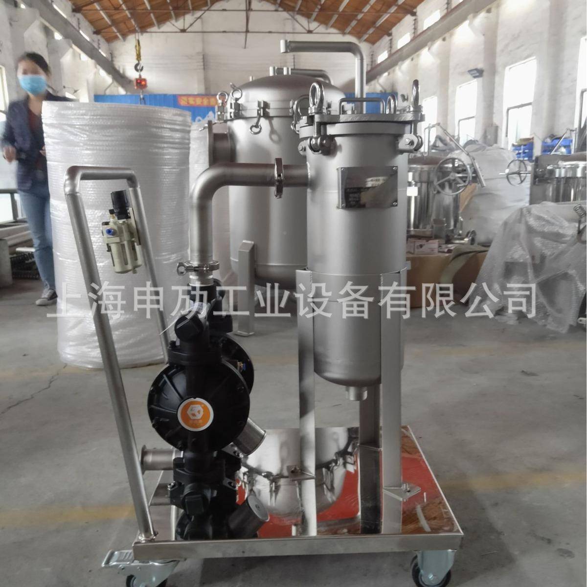 304小推车膜袋式泵过滤器，隔胶水、涂料、墨过BAP滤滤芯高油精度